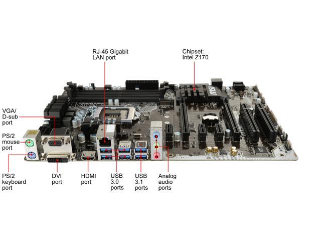 MSI Z170A PC MATE LGA 1151 Intel Z170 HDMI SATA 6Gb/s USB 3.1 ATX