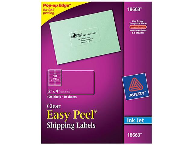 Avery 18663 Easy Peel Mailing Labels for Inkjet Printers, 2 x 4, Clear